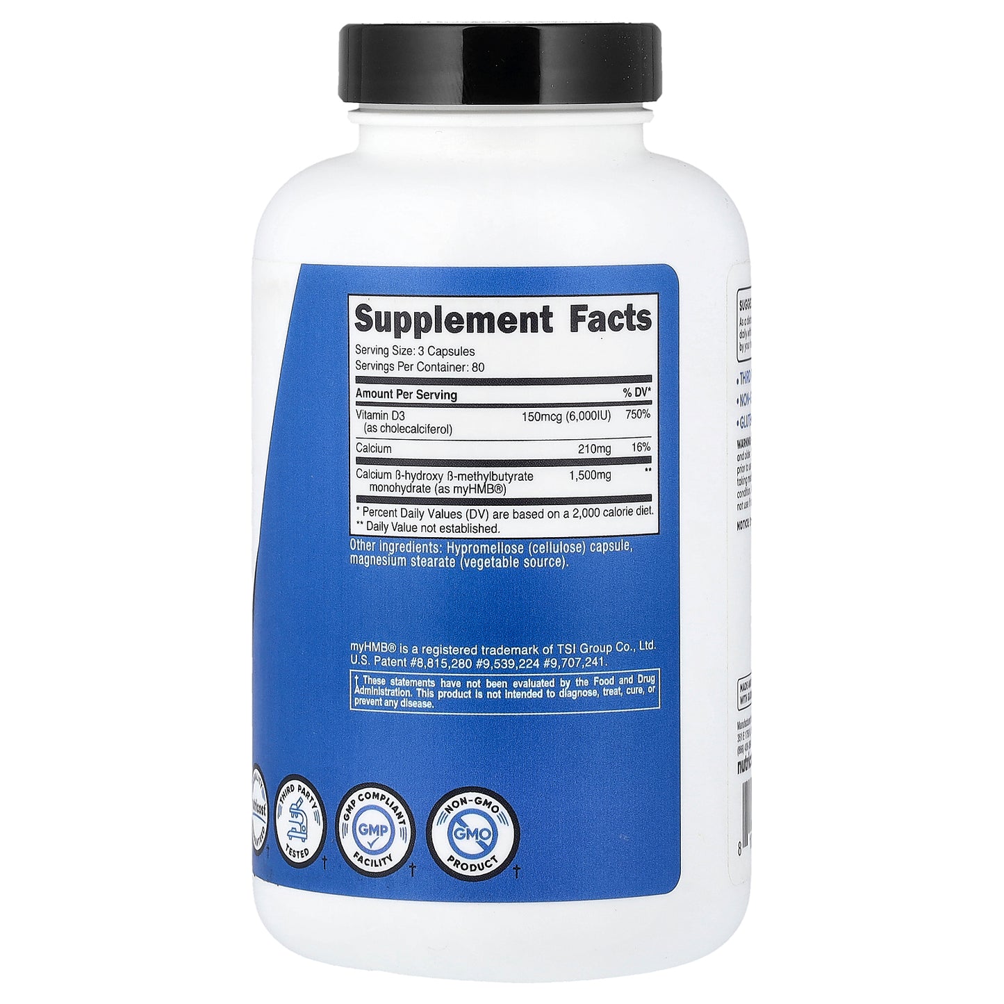 Nutricost, Performance, HMB + Vitamin D3, 240 Capsules