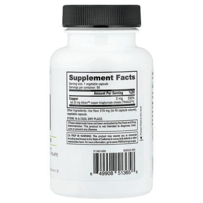 NutraBio, Copper, 3 mg, 90 Veggie Capsules