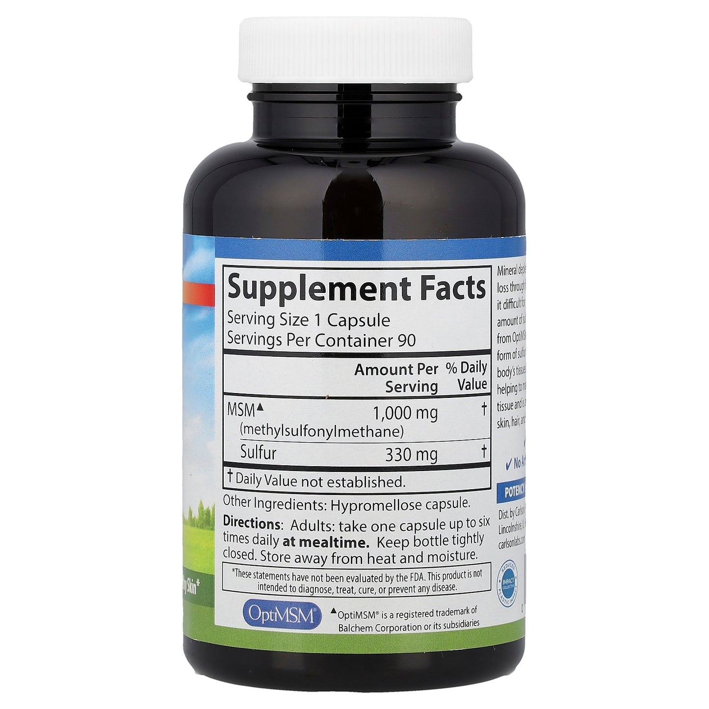 Carlson, MSM Sulfur, 90 Vegetarian Capsules