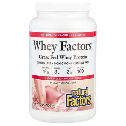 Natural Factors, Whey Factors®, Grass Fed Whey Protein, Strawberry, 2 lb (907 g)