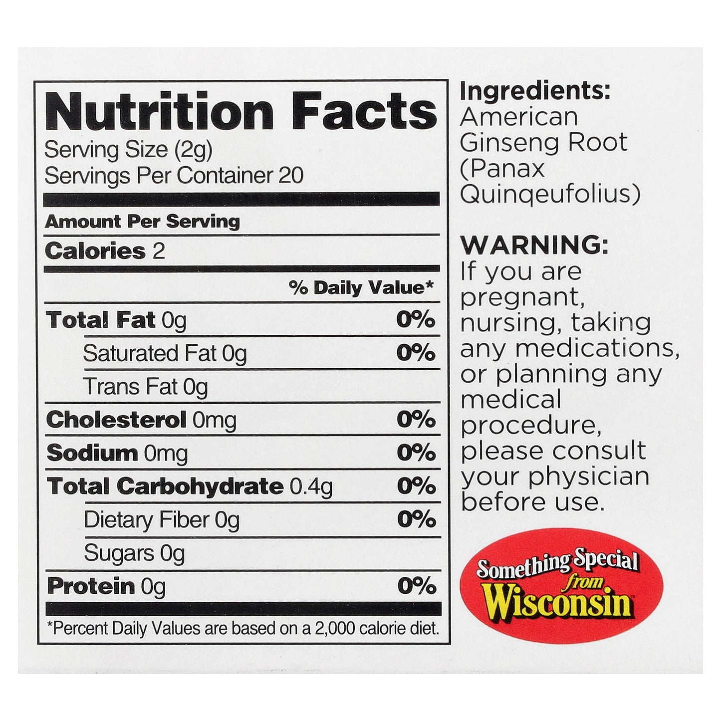 Dairyland Ginseng, American Ginseng Tea, Caffeine Free , 20 Tea Bags