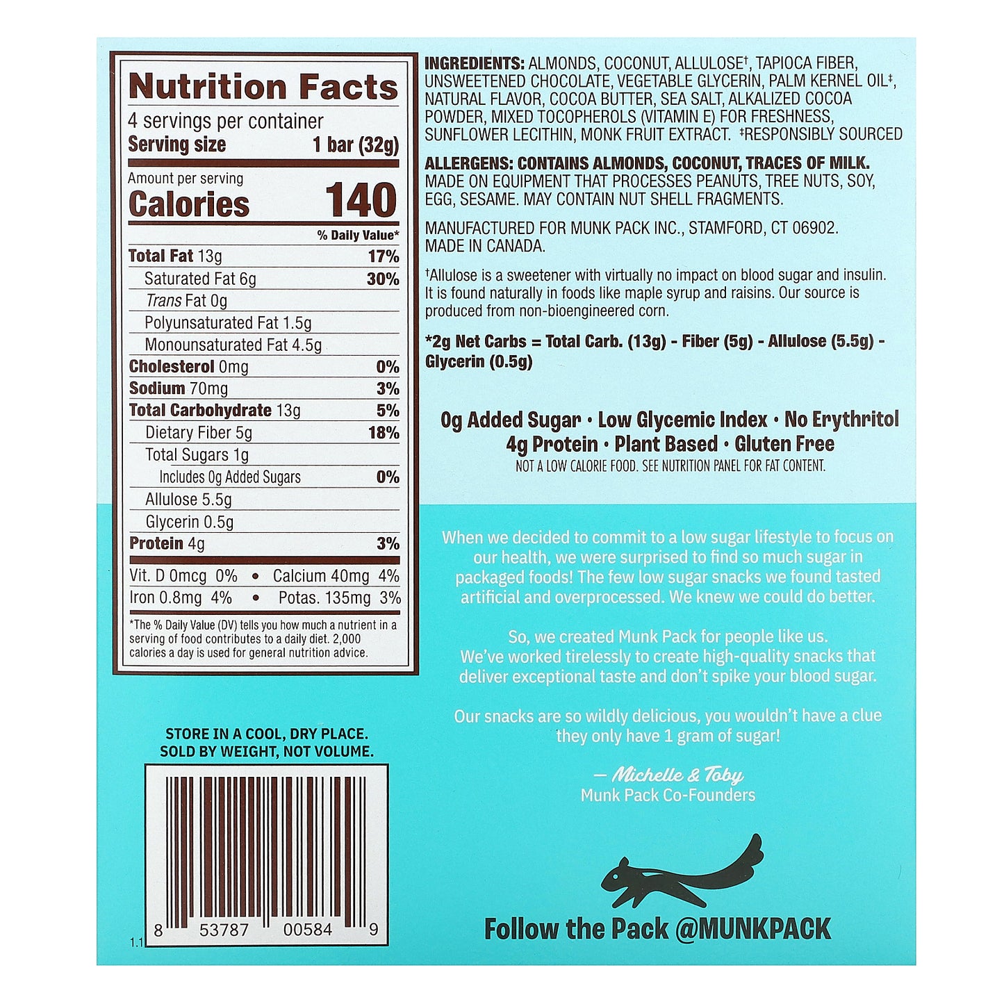 Munk Pack, Chewy Granola Bar, Coconut Chocolate Chip,  4 Bars, 1.12 oz (32 g) Each