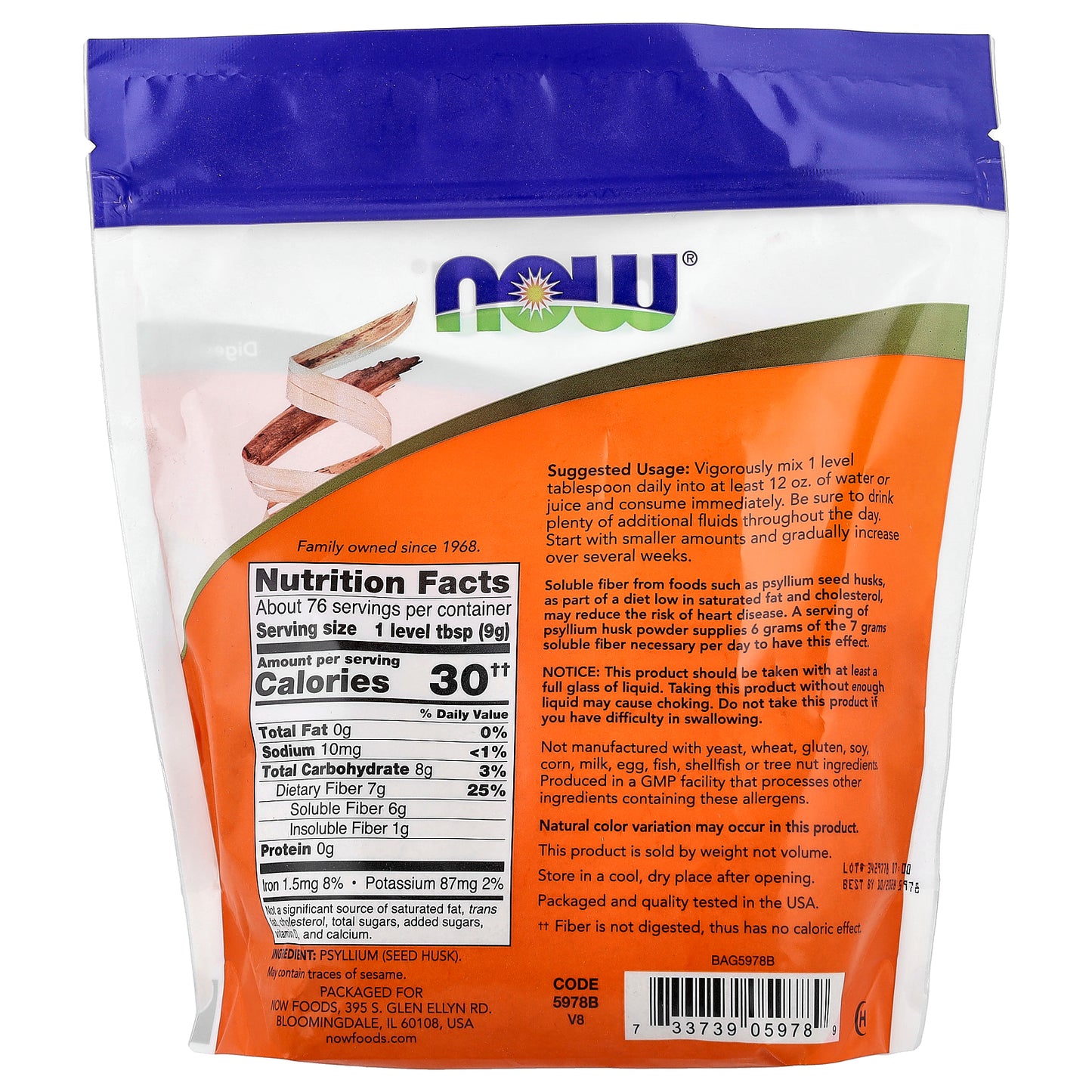 NOW Foods, Psyllium Husk Powder, 24 oz (680 g)