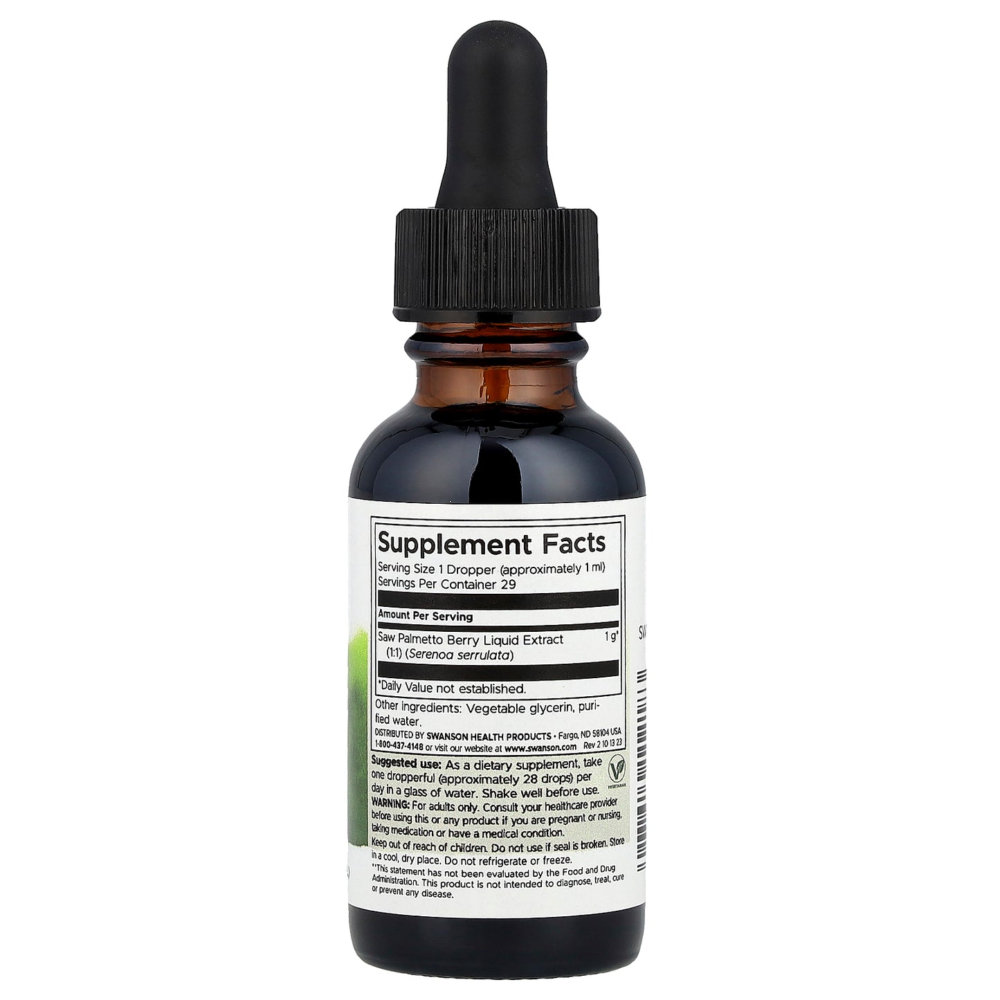 Swanson, Saw Palmetto Liquid Extract, Alcohol & Sugar Free, 1 fl oz (29.6 ml)