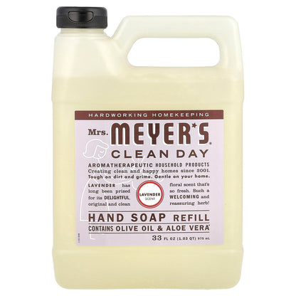 Mrs. Meyers Clean Day, Hand Soap Refill, Lavender, 33 fl oz (975 ml)