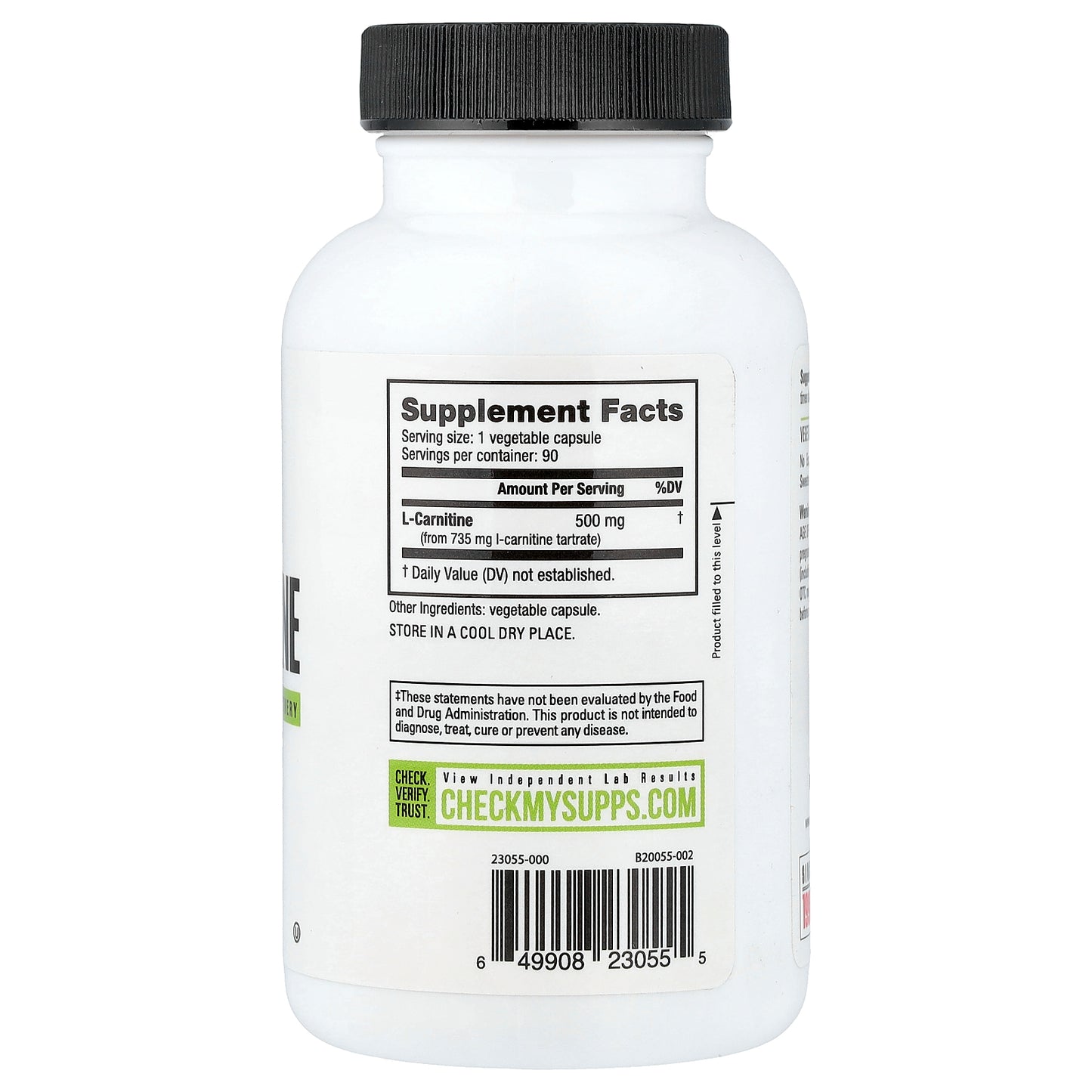 NutraBio, L-Carnitine, 500 mg, 90 Veggie Capsules