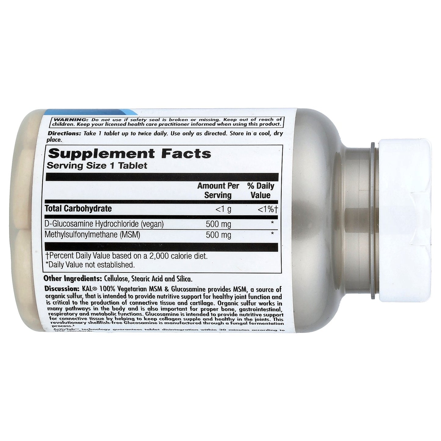 KAL, 100% Vegetarian MSM & Glucosamine, 60 Tablets