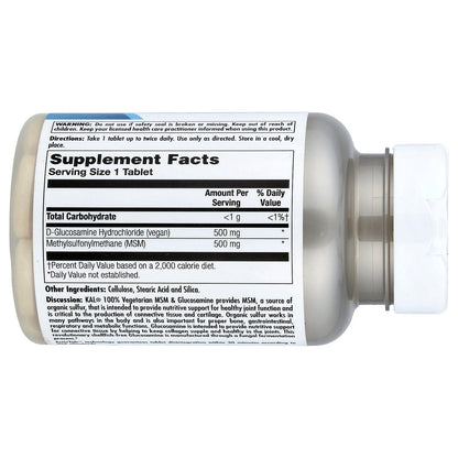 KAL, 100% Vegetarian MSM & Glucosamine, 60 Tablets