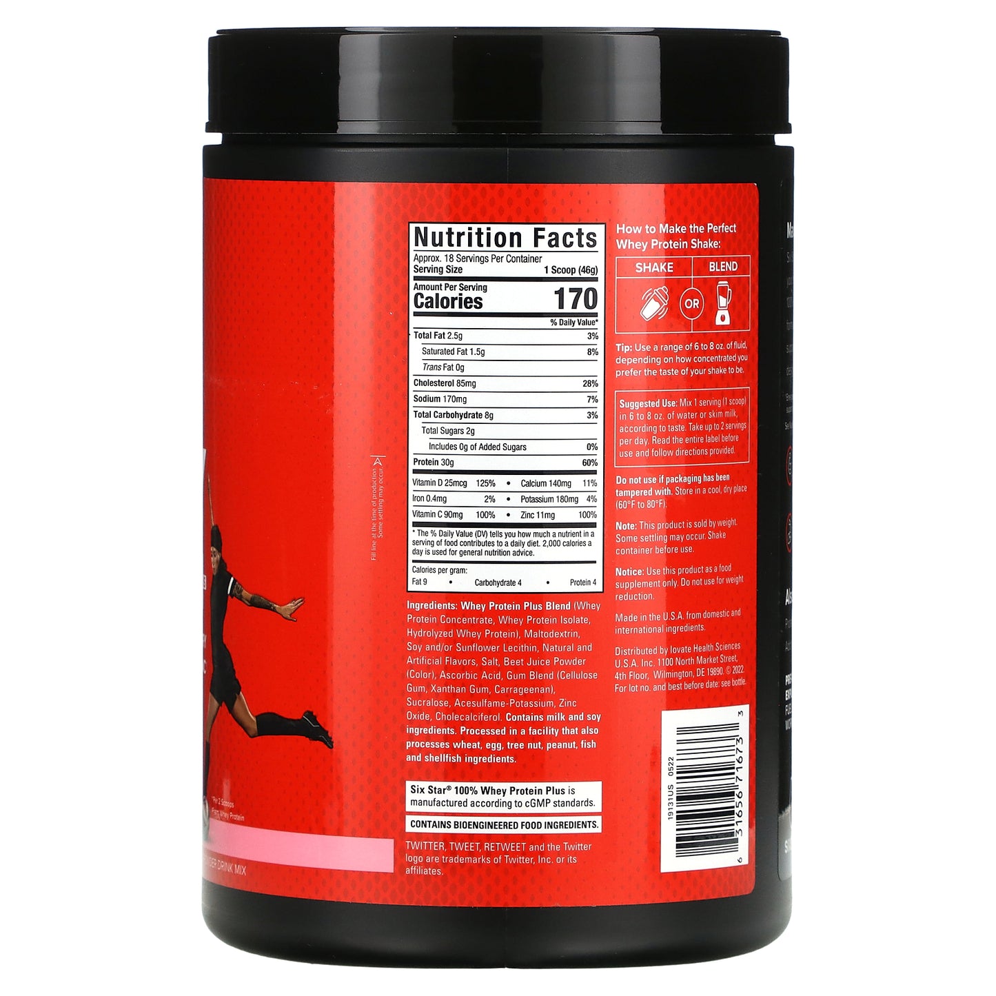 SIXSTAR, 100% Whey Protein Plus, Strawberry Smoothie, 1.8 lbs (816 g)