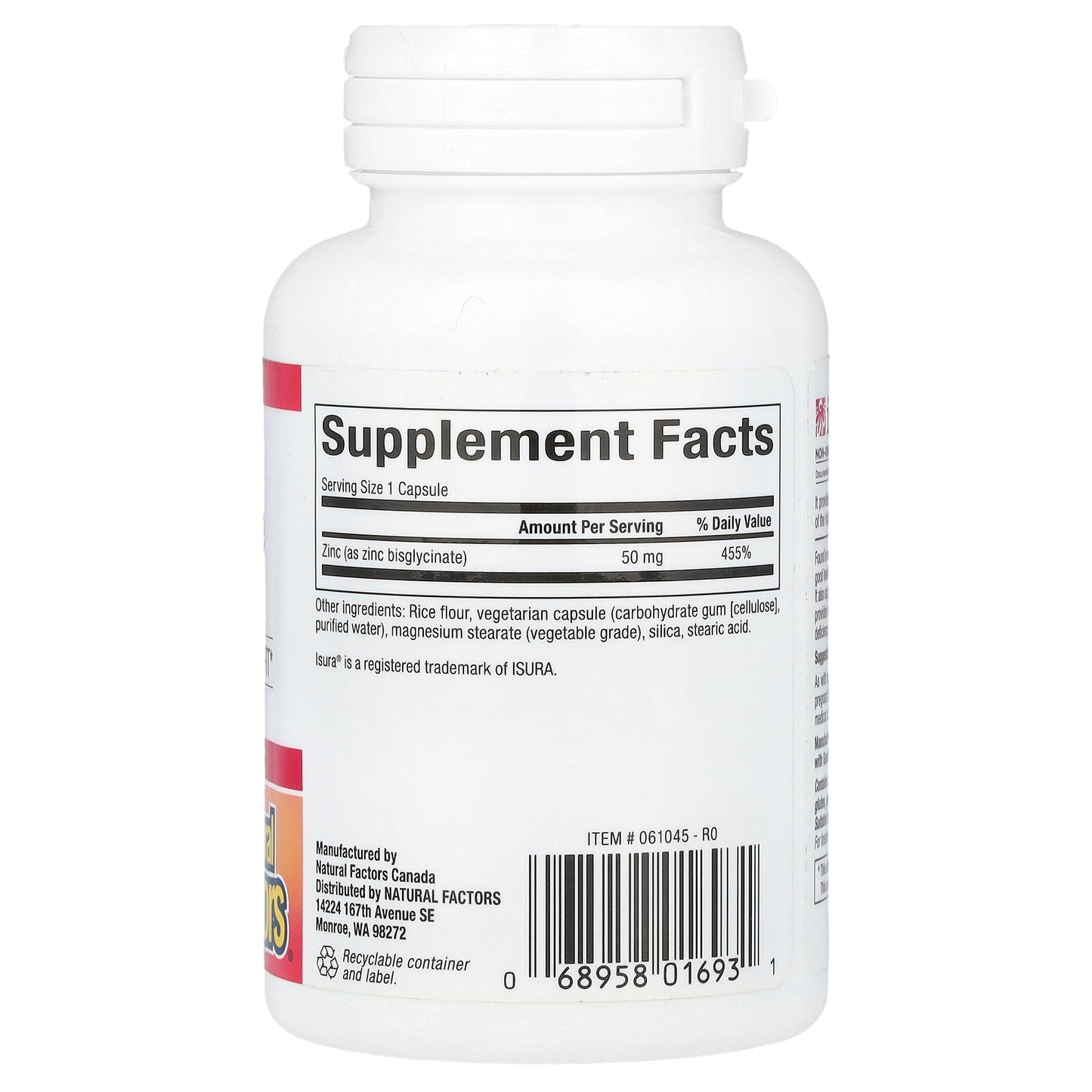 Natural Factors, Zinc Bisglycinate, 50 mg, 60 Vegetarian Capsules