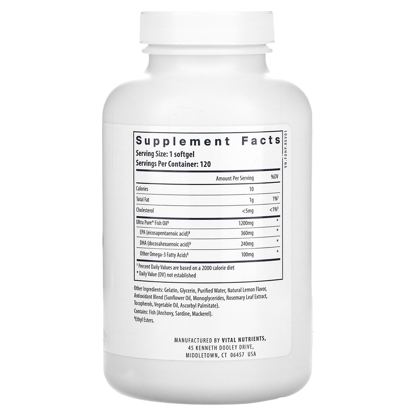 Vital Nutrients, Ultra Pure, Fish Oil 700, Lemon, 120 Softgels