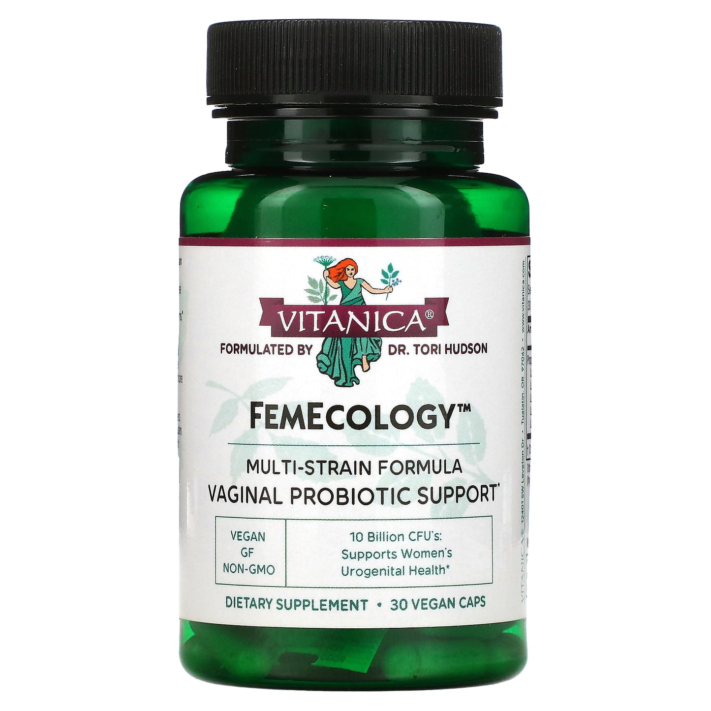 Vitanica, FemEcology, Vaginal Probiotic Support, 10 Billion CFU, 30 Vegan Caps