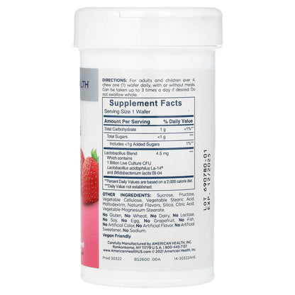 American Health, Chewable Acidophilus, Natural Strawberry, 1 Billion CFU, 60 Chewable Wafers