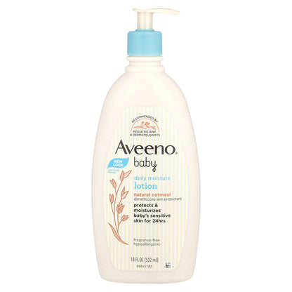 Aveeno, Baby, Daily Moisture Lotion with Prebiotic Oat, Fragrance Free, 18 fl oz (532 ml)