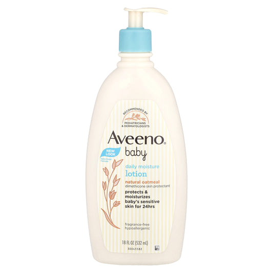 Aveeno, Baby, Daily Moisture Lotion with Prebiotic Oat, Fragrance Free, 18 fl oz (532 ml)
