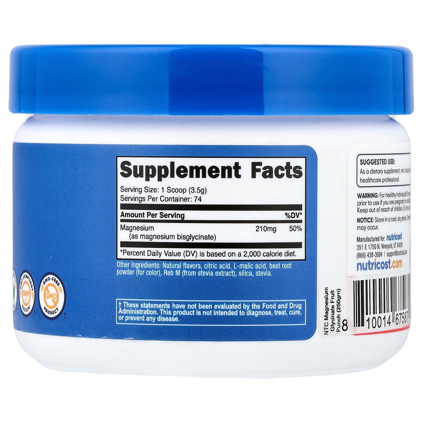 Nutricost, Magnesium Glycinate, Fruit Punch, 8.9 oz (250 g)