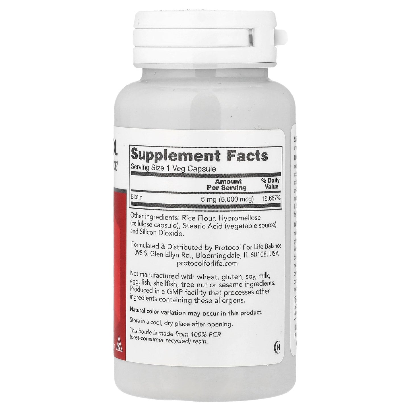 Protocol for Life Balance, Biotin, 5,000 mcg, 90 Veg Capsules