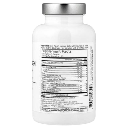 Codeage, Amen, Vegan Collagen Builder+, 30 Vegetable Capsules