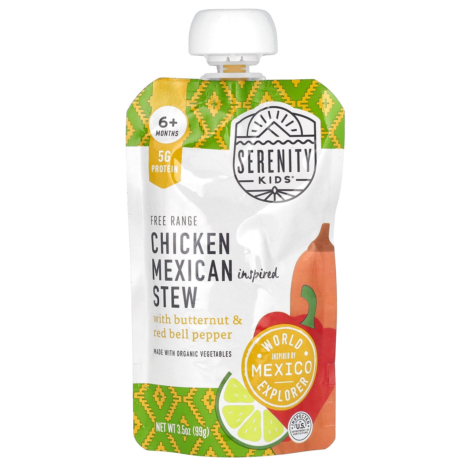 Serenity Kids, Chicken Mexican Inspired Stew with Butternut & Red Bell Pepper, 6+ Months, 3.5 oz (99 g)