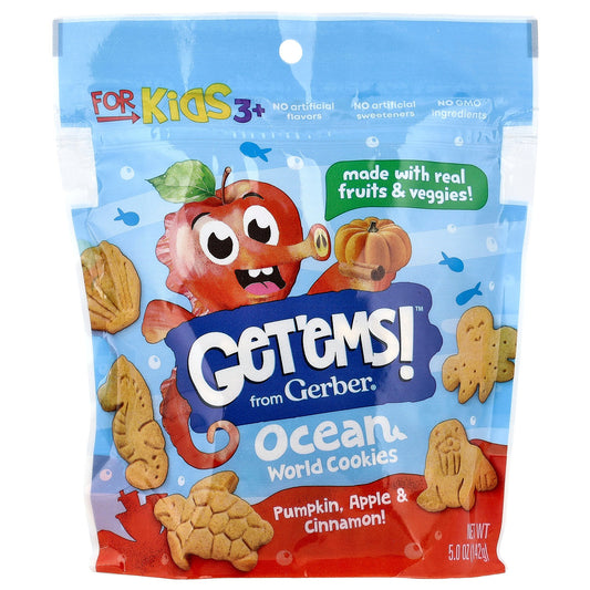 Gerber, Get'ems!™, Ocean World Cookies, For Kids 3+, Pumpkin, Apple & Cinnamon, 5 oz (142 g)