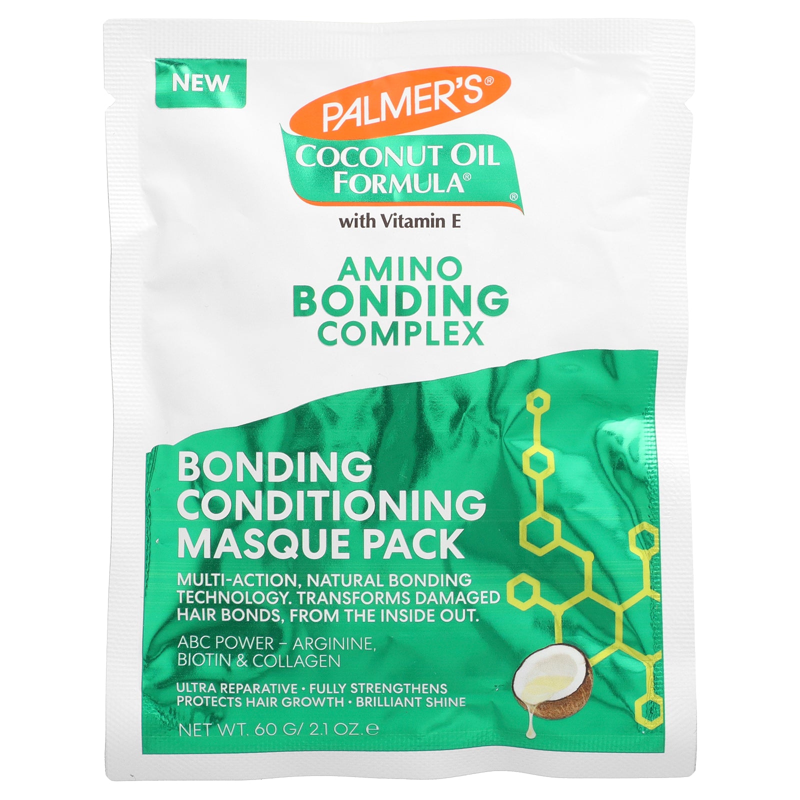 Palmer's, Coconut Oil Formula® with Vitamin E, Amino Bonding Complex, Bonding Conditioning Masque Pack, 2.1 oz (60 g)