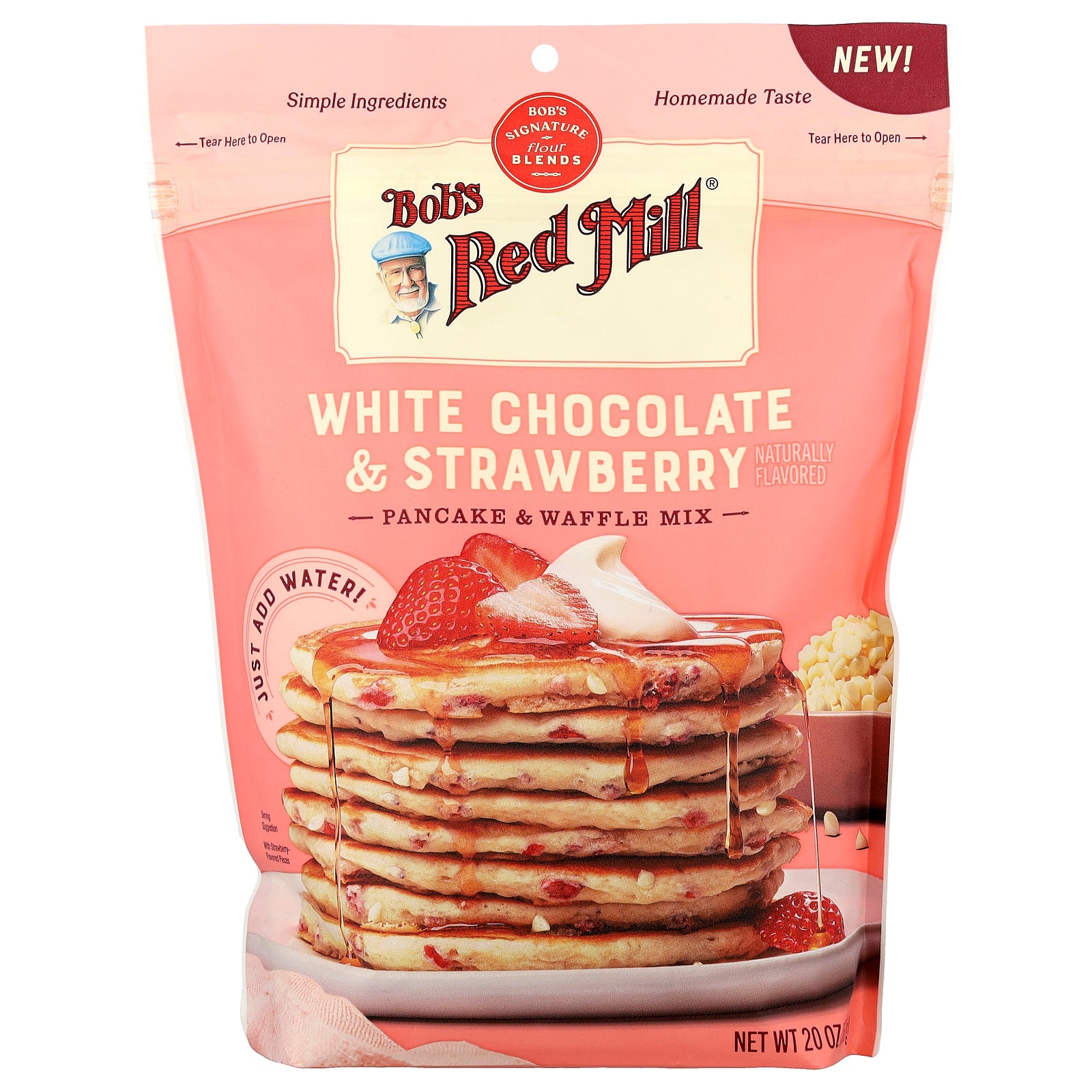 Bob's Red Mill, White Chocolate & Strawberry Pancake & Waffle Mix, 20 oz (567 g)