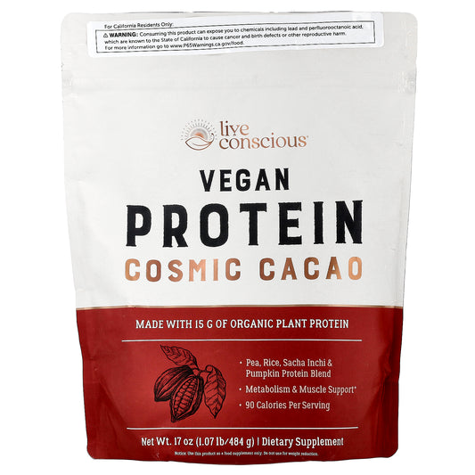 Live Conscious, Vegan Protein, Cosmic Cacao, 1.07 lb (484 g)