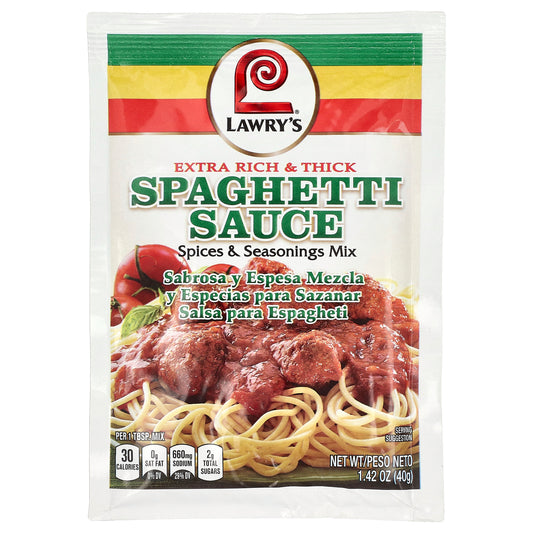 Lawry's, Extra Rich & Thick Spaghetti Sauce, Spices & Seasonings Mix, 1.42 oz (40 g)