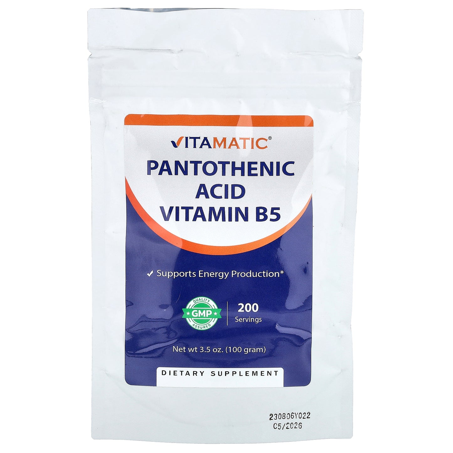 Vitamatic, Pantothenic Acid Vitamin B5, 3.5 oz (100 g)