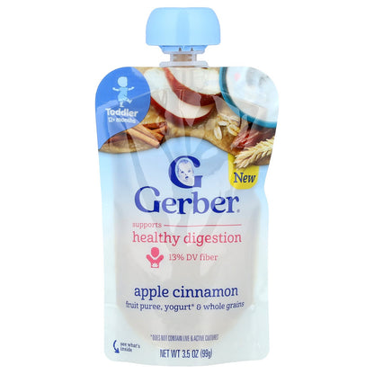 Gerber, Fruit Puree, Yogurt & Whole Grains, 12+ Months, Apple Cinnamon, 3.5 oz (99 g)