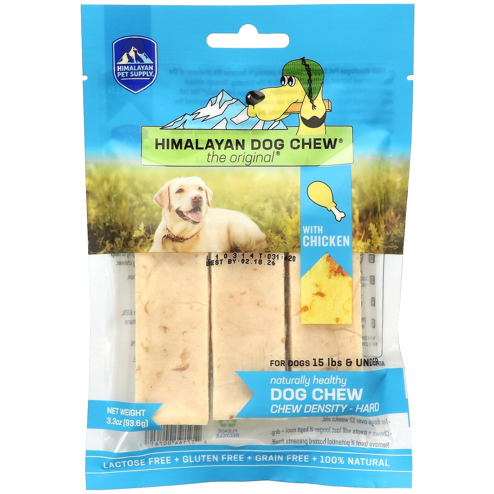 Himalayan Pet Supply, Himalayan Dog Chew, Hard, For Dogs 15 lbs & Under, Chicken, 3.3 oz (93.6 g)