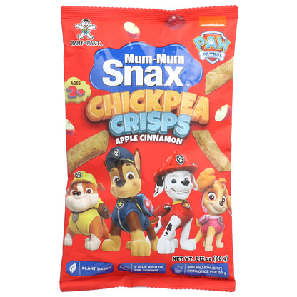 Hot Kid, Mum-Mum Snax™, Chickpea Crisps, Paw Patrol™, Ages 2+, Apple Cinnamon, 2.12 oz (60 g)