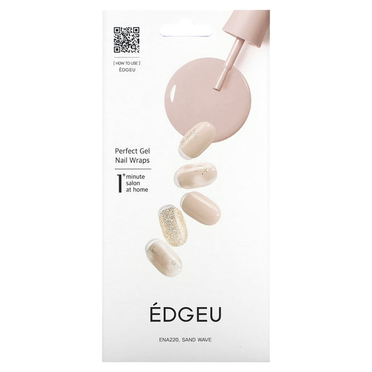 Edgeu, Perfect Gel Nail Wraps, ENA 220 Sand Wave, 19 Piece Set