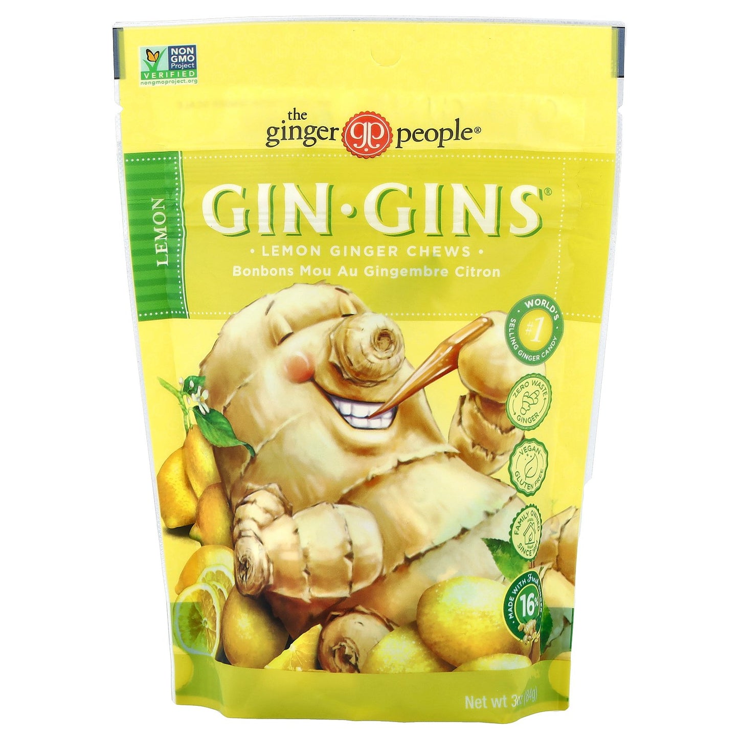 The Ginger People, Gin Gins®, Ginger Chews, Lemon, 3 oz (84 g)