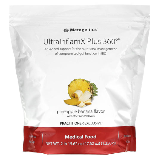 Metagenics, UltralnflamX Plus 360°, Medical Food, Pineapple Banana, 47.62 oz (1,350 g)