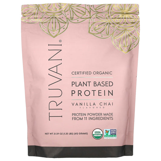 Truvani, Certified Organic Plant Based Protein, Vanilla Chai, 1.35 lbs (612 g)