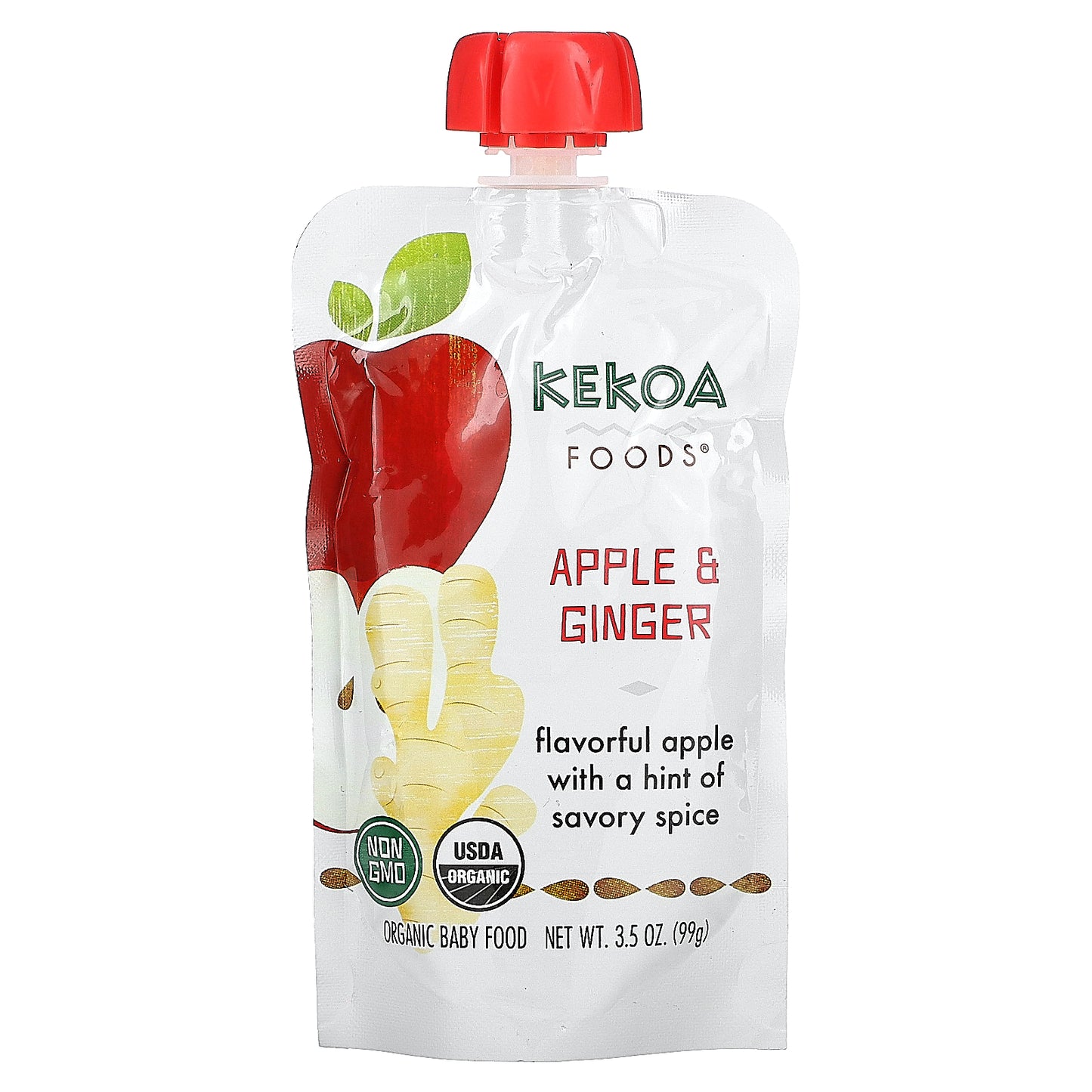 Kekoa, Organic Baby Food, Apple And Ginger, 3.5 oz (99 g)