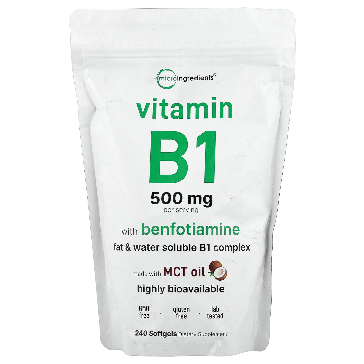Micro Ingredients, Vitamin B1 With Benfotiamine, 240 Softgels