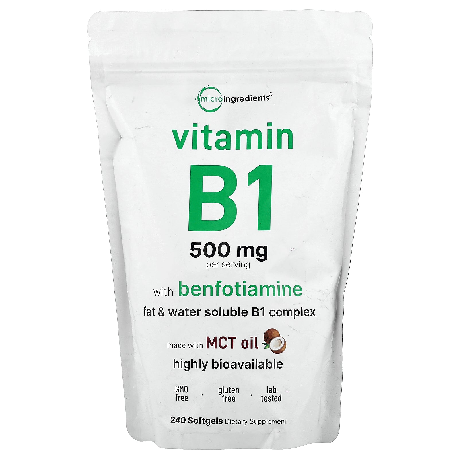 Micro Ingredients, Vitamin B1 With Benfotiamine, 240 Softgels