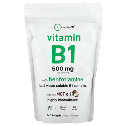 Micro Ingredients, Vitamin B1 With Benfotiamine, 240 Softgels