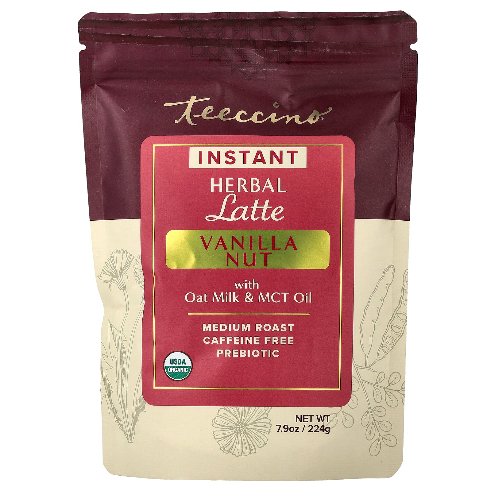 Teeccino, Instant Herbal Latte, Vanilla Nut, Medium Roast, Caffeine Free, 7.9 oz (224 g)