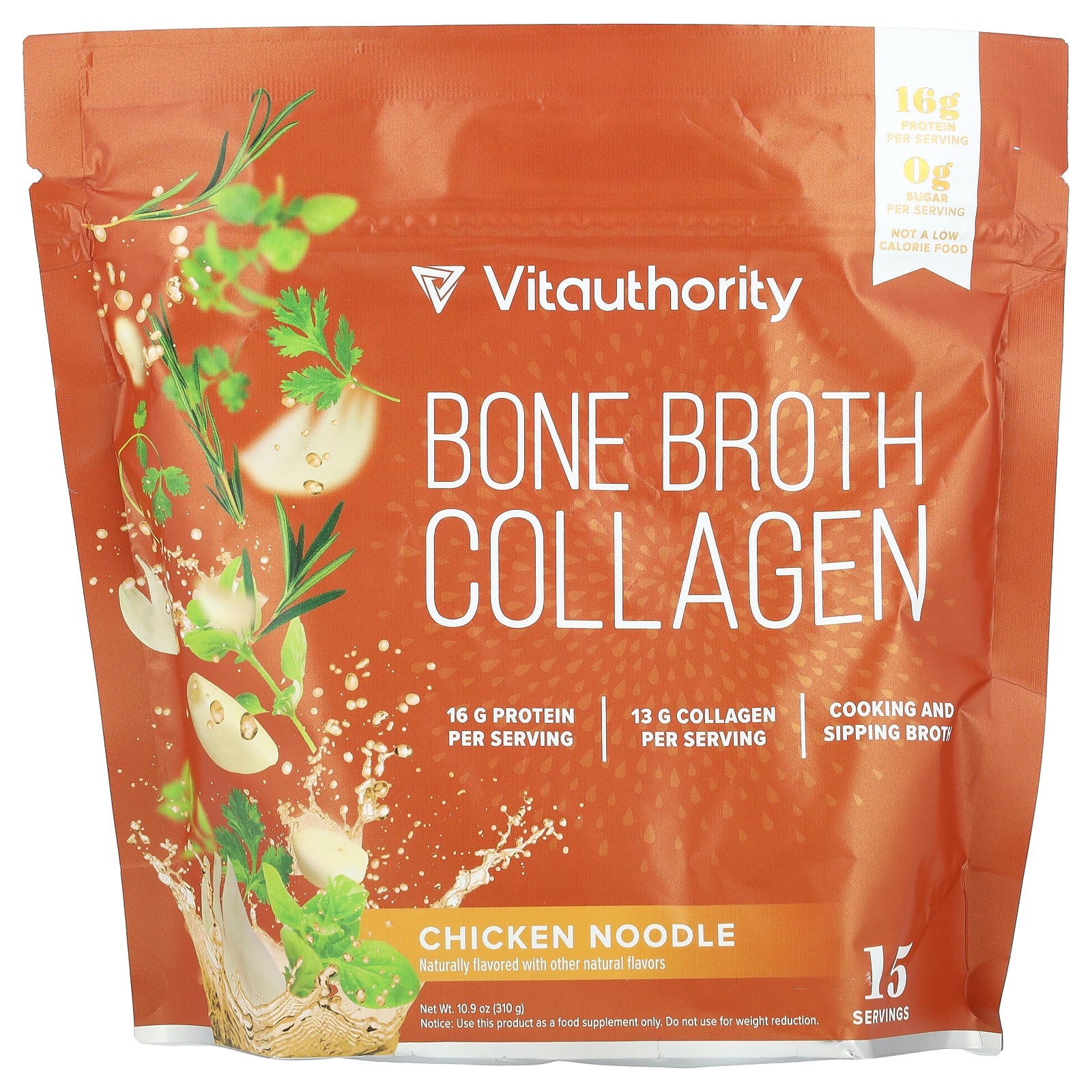 Vitauthority, Bone Broth Collagen, Chicken Noodle, 10.9 oz (310 g)