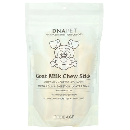 Codeage, DNA Pet, Goat Milk Chew Stick, For Dogs, Large , 3 Count, 10.5 oz (298 g)