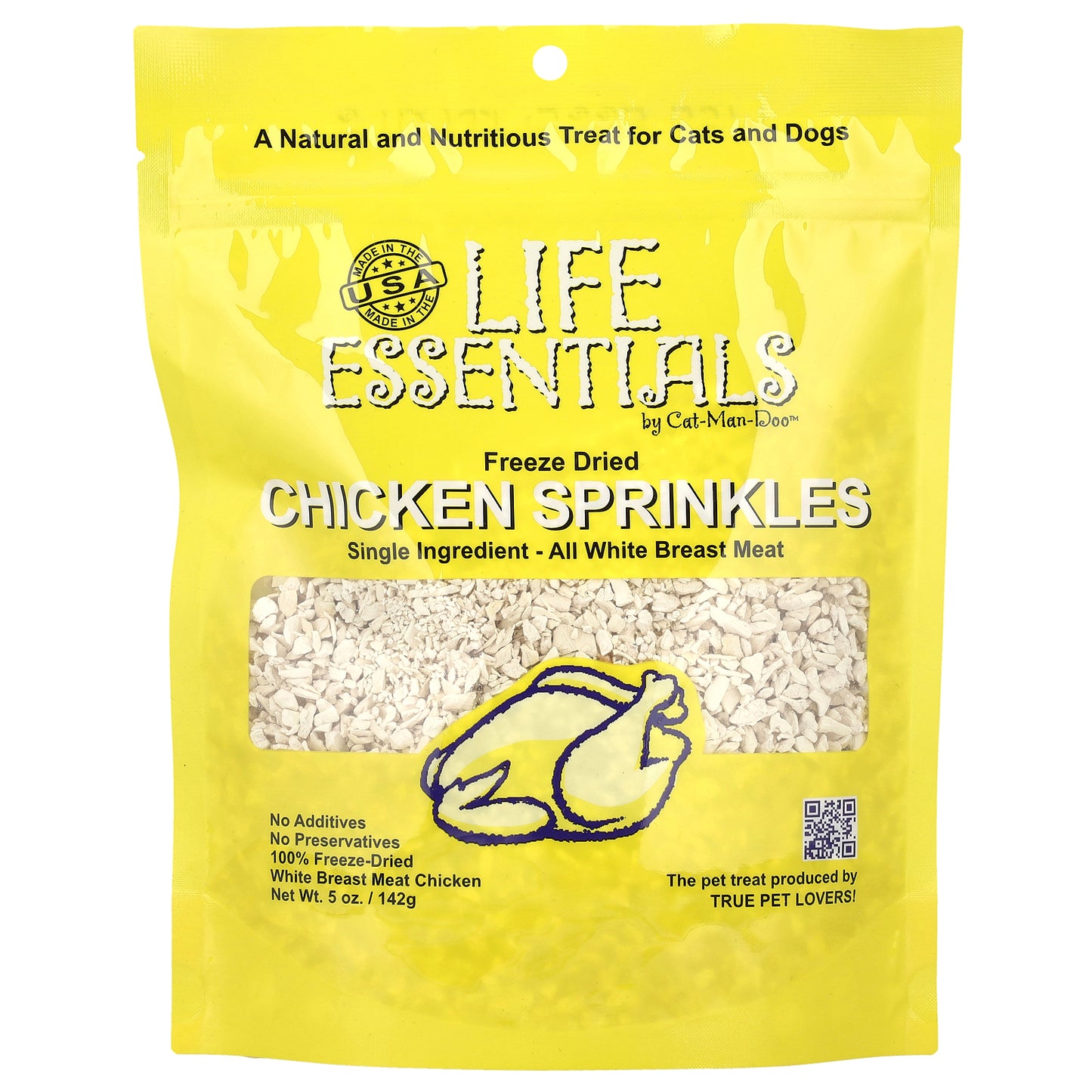 Cat-Man-Doo, Life Essentials, Freeze Dried Chicken Sprinkles, For Cats and Dogs, 5 oz (142 g)