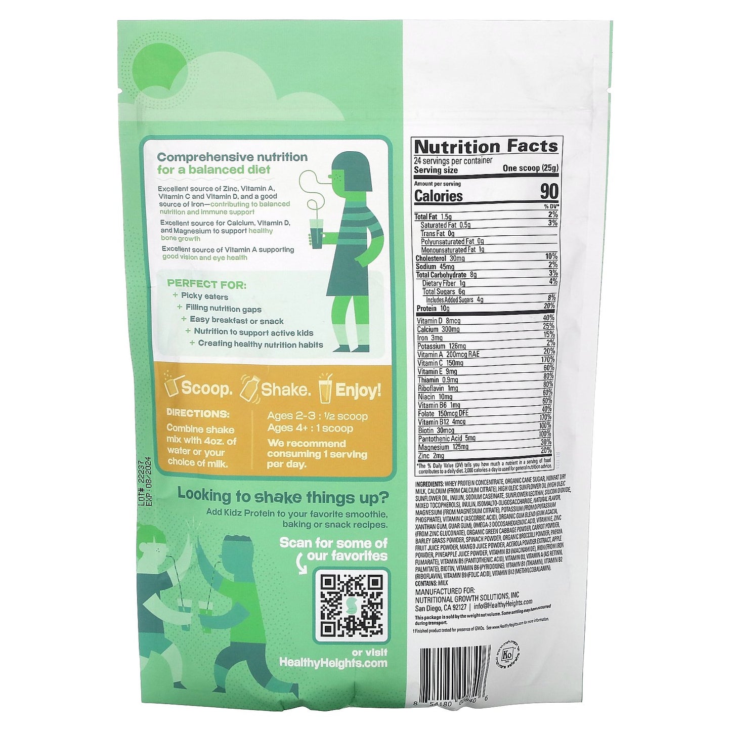 Healthy Heights, Kidz Protein, For Kids 2+, Vanilla, 21.2 oz (600 g)