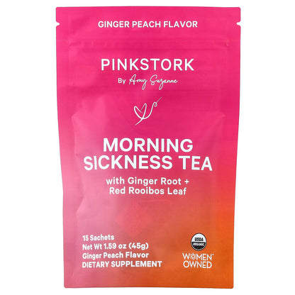Pink Stork, Morning Sickness Tea, Ginger Peach, 15 Sachets, 1.59 oz (45 g)