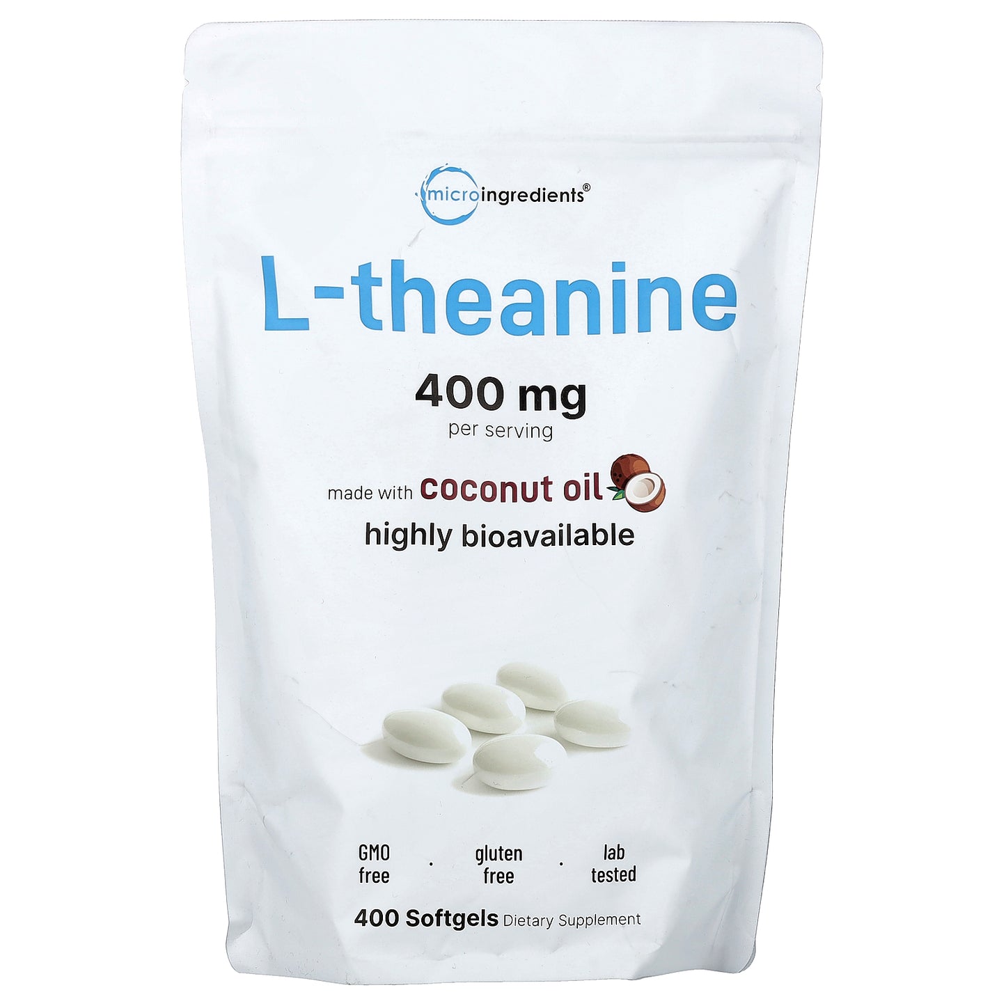 Micro Ingredients, L-Theanine, 400 Softgels (200 mg per Softgel)