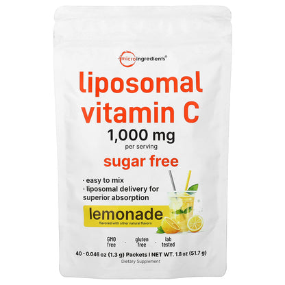 Micro Ingredients, Liposomal Vitamin C, Lemonade, 40 Packets, 0.046 oz (1.3 g) Each
