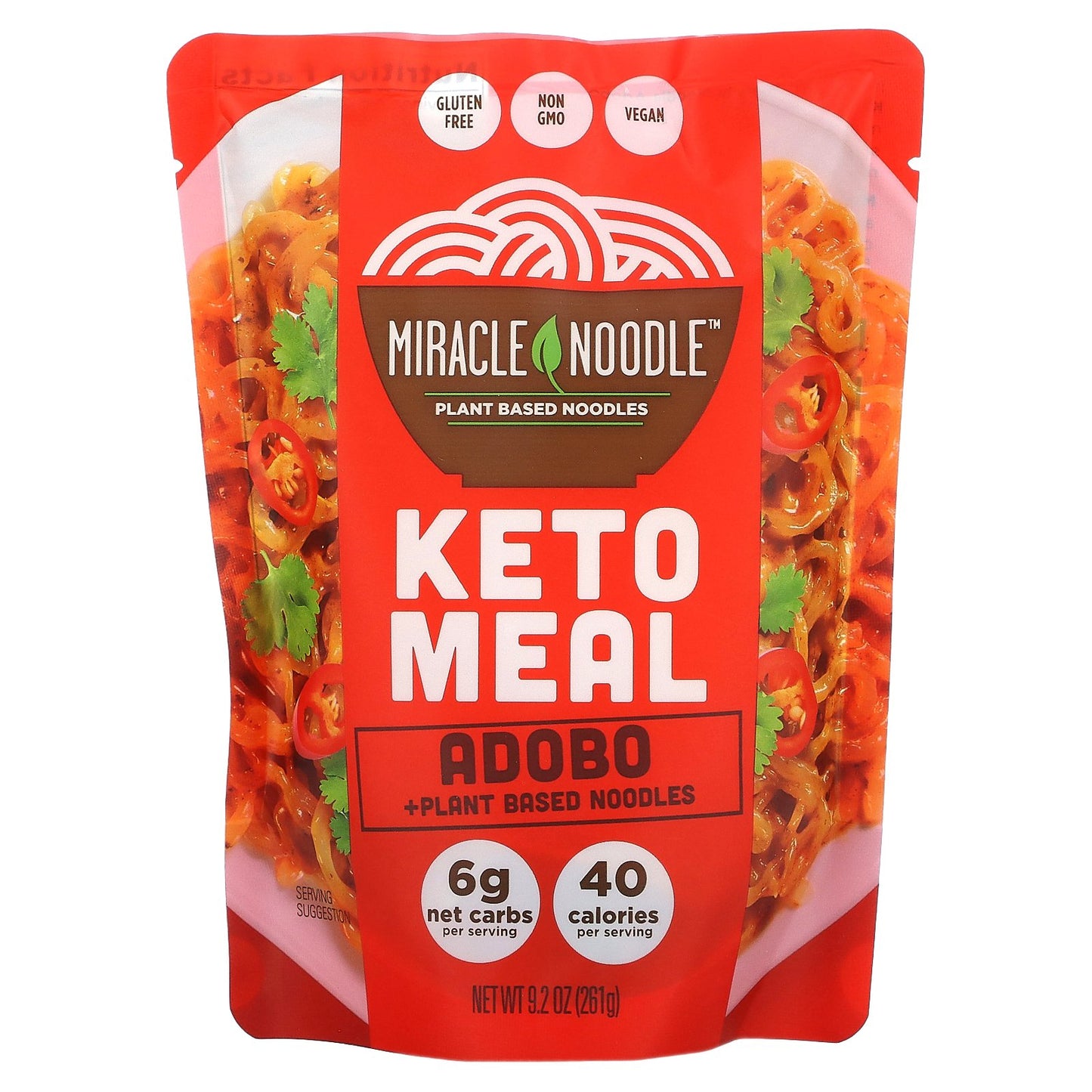 Miracle Noodle, Keto Meal, Adobo + Plant Based Noodles, 9.2 oz (261 g)