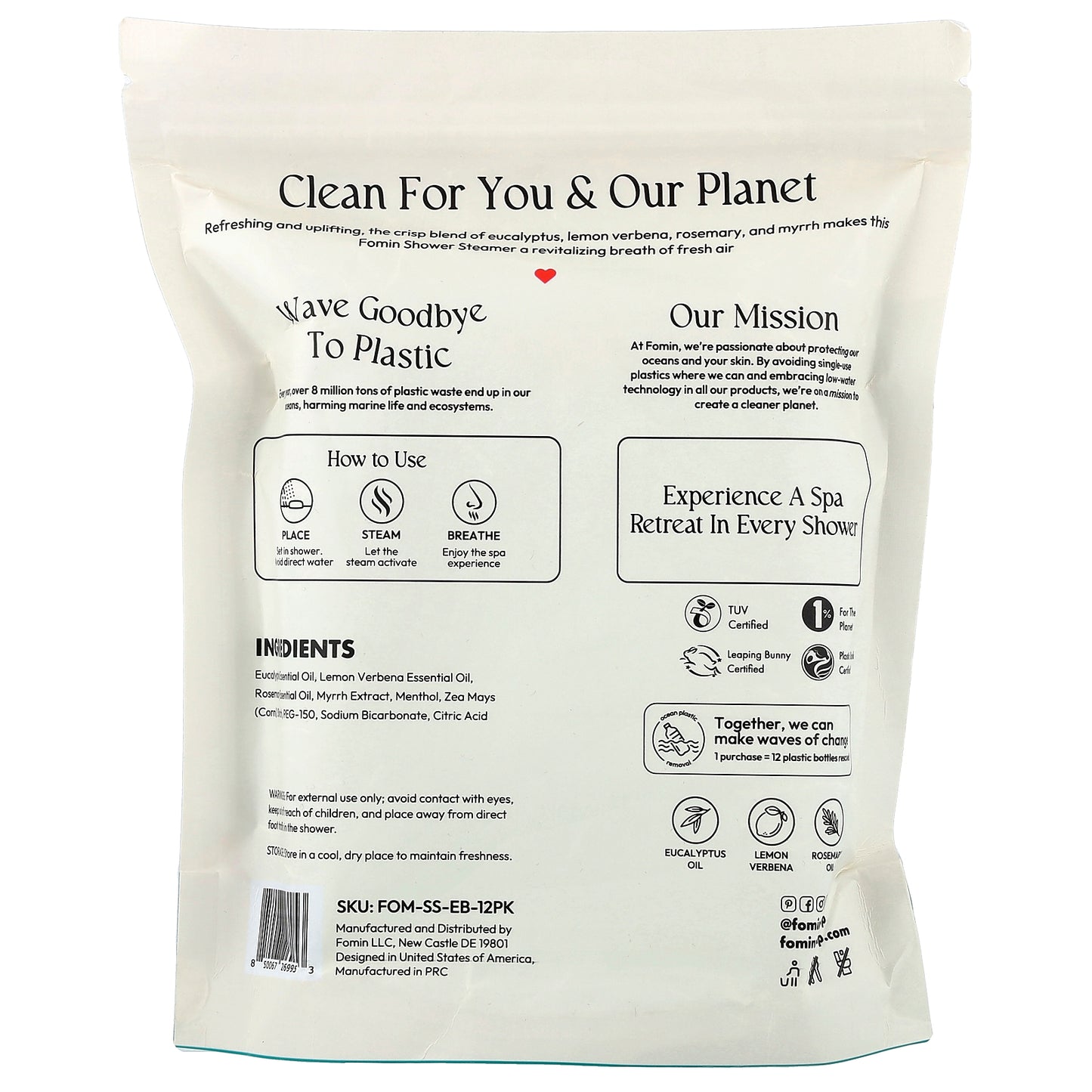 fomin, Shower Steamers, Eucalyptus Breeze, 12 Tablets